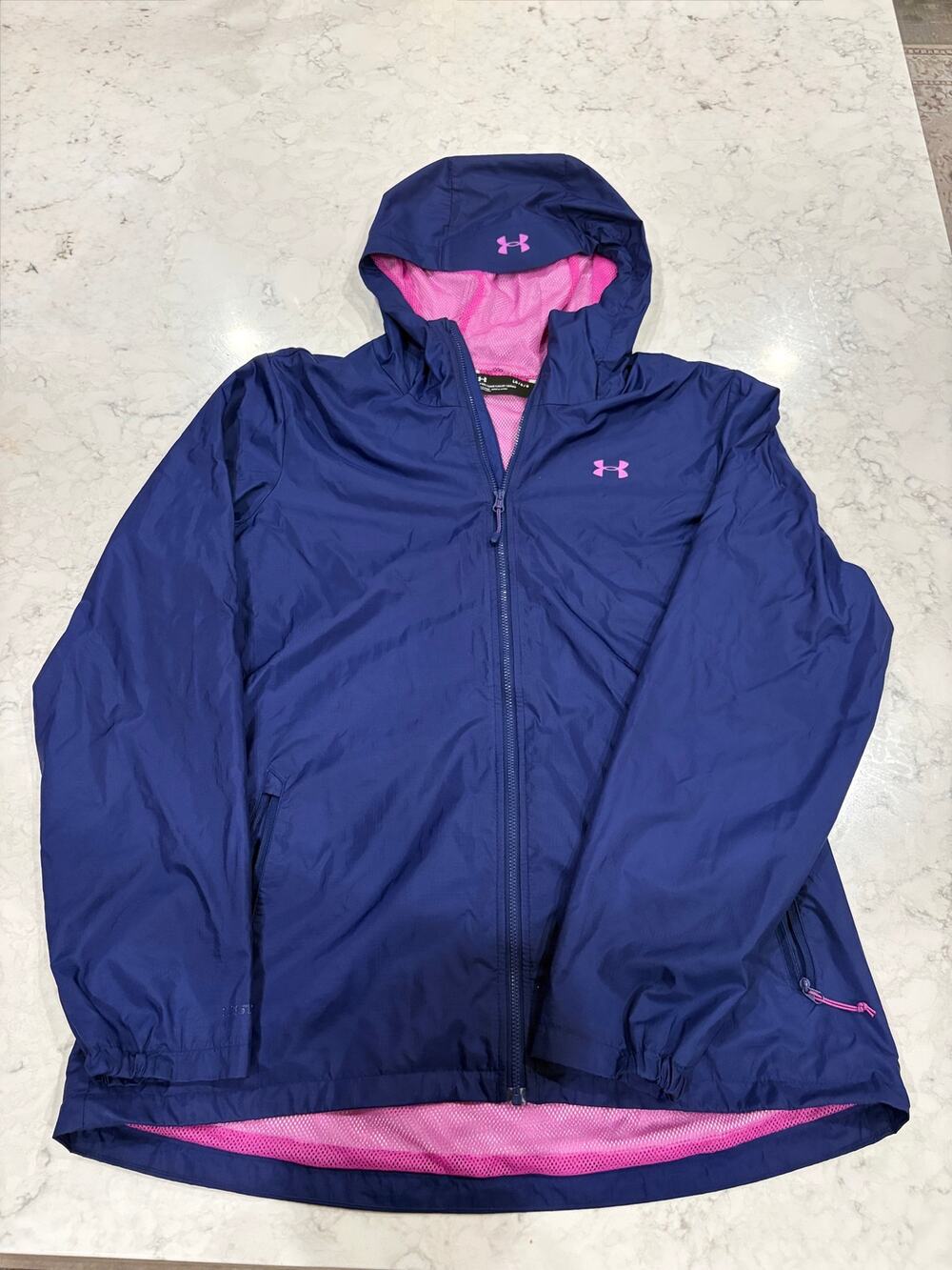 Under Armour Dark Purple & Pink Hooded Windbreaker Jacket Size Large